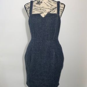 Tulip Skirt Princess Fit Wool Alpaca Blend Denim Look Dress